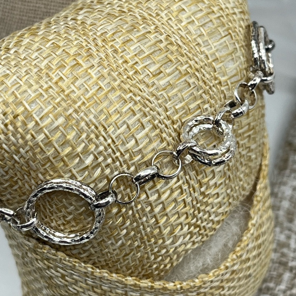 Vintage 1990s Sterling Silver 925 Geometric Bracelet - 7 inches - Picture 10 of 15